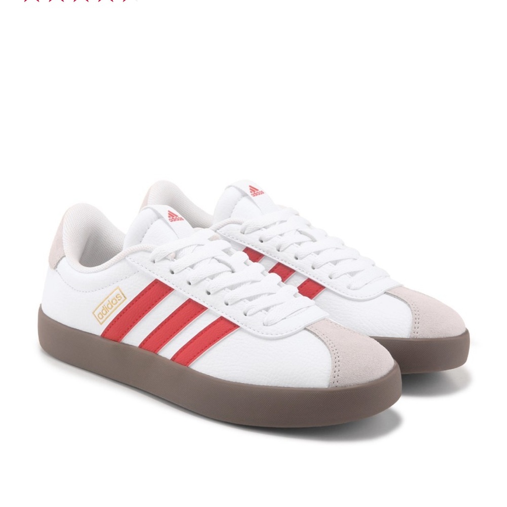 Adidas Women's VL Court 3.0 sneakers. White with red stripes. Size 7.5